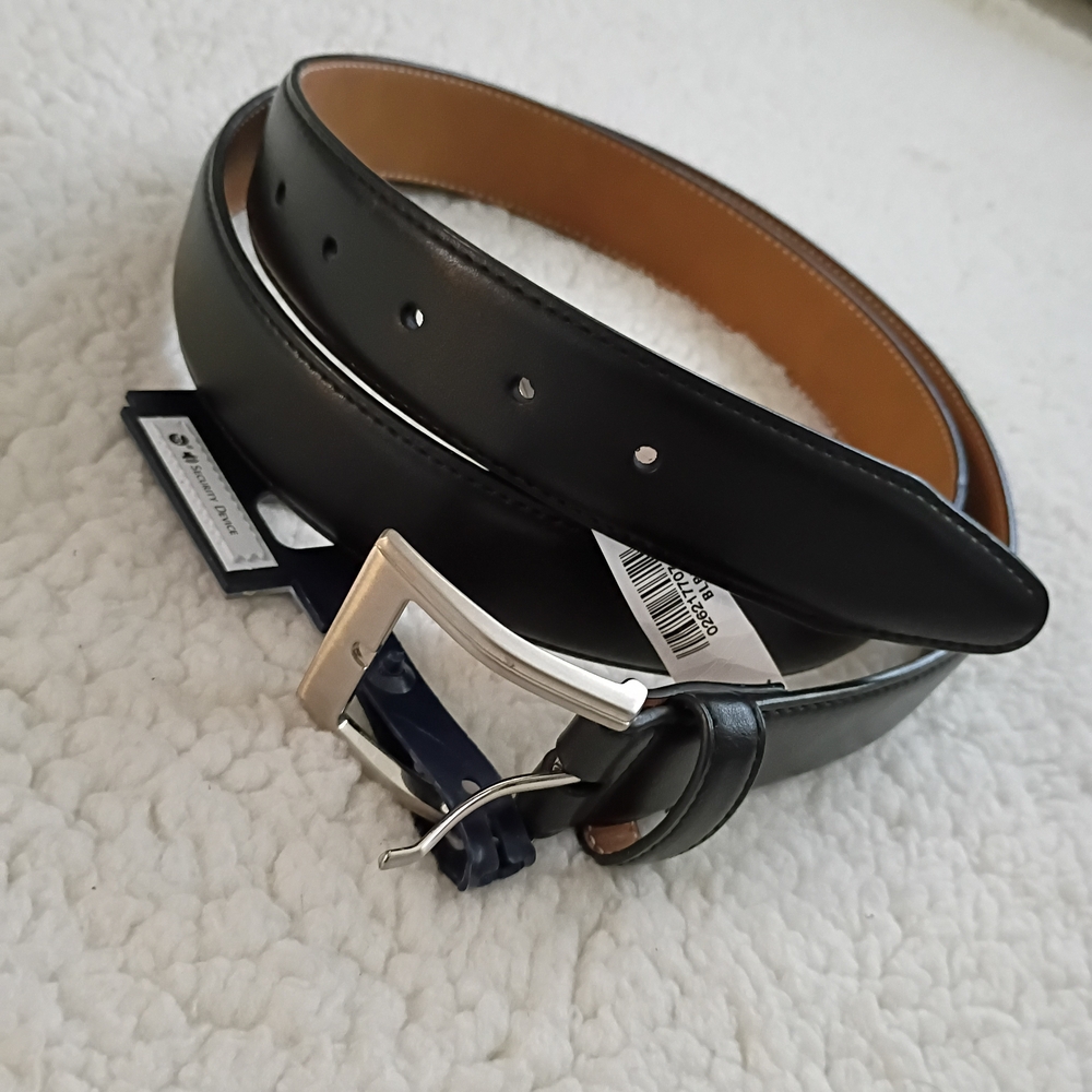 Stafford Big & Tall Black Tan Faux Leather Belt - Picture 2 of 4